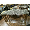 Rose gold color stainless steel console black marble top console cabinet